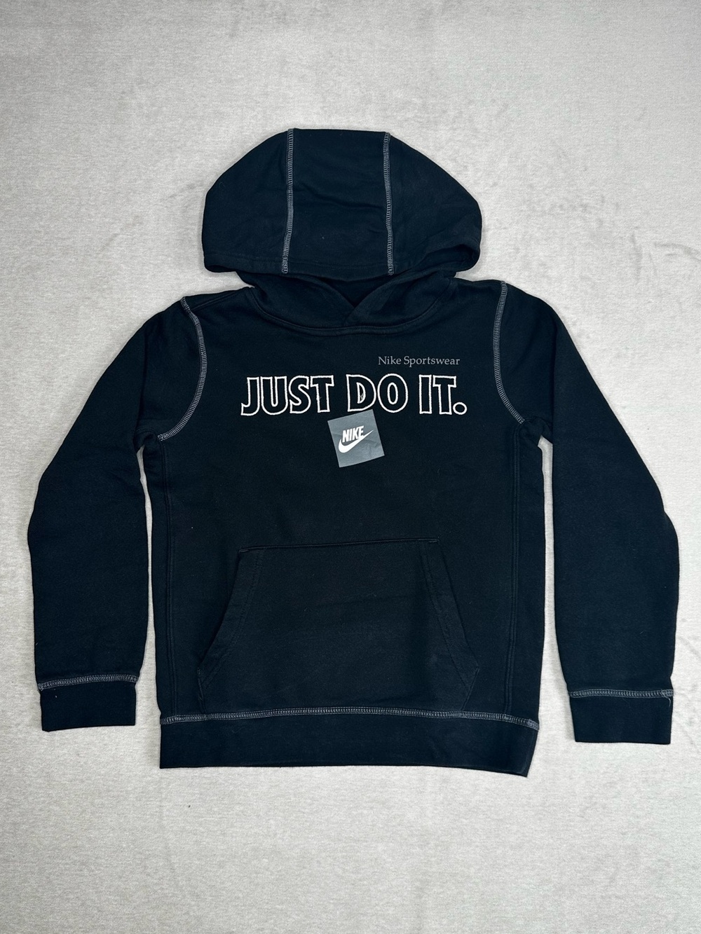 Nike Kids Youth Black Hoodie with "Just Do It." Print original $40